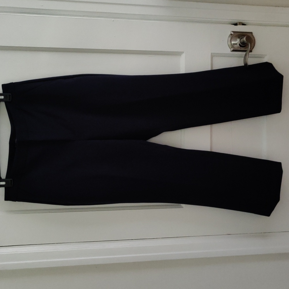 Navy Banana Republic Cropped, Subtle Flare Trousers